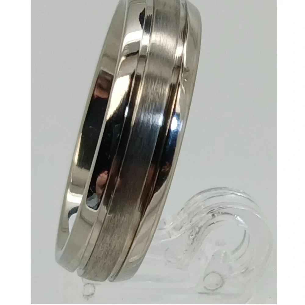 Vintage Mens Titanium 6mm Comfort Fit Band Ring Size 10 Brushed Polished Silver